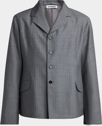 Jil Sander Men & apos;s Raw-Edge Wool Poplin Jacket