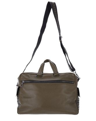 Bottega Veneta Olive Intrecciato Leather Convertible Briefcase (Authentic Pre- Loved)