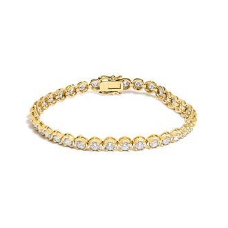 House of Brilliance 14K Yellow Gold 5.0 Cttw Diamond Scalloped Link Tennis Bracelet