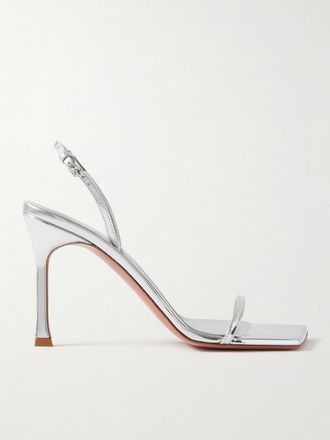 Amina Muaddi Sandali In Pelle Lucida Maya - Argento