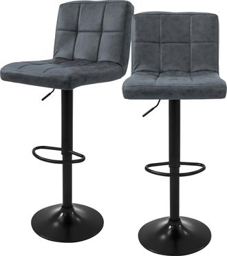 ML Design Ml-design Juego De 2x Taburetes De Bar Tapizados En Piel Sint&eacute;tica Pu Antracita Sillas Con Respaldo Ergon&oacute;mico Y Reposapi&eacute;s Asiento C&oacute;modo De Mostrado