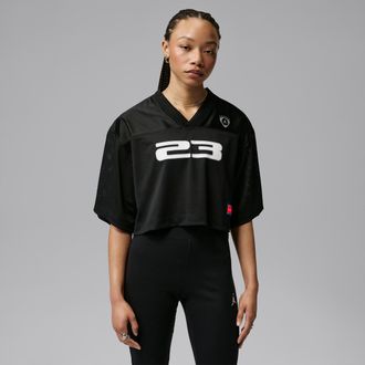 Nike Jordan Womens Jordan Brooklyn Jersey Top in Black | IM6850-010