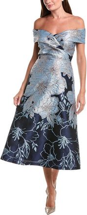 Teri Jon by Rickie Freeman Teri Jon By Rickie Freeman Metallic Jacquard Floral Off-Shoulder Fit N Flare Midi Dress