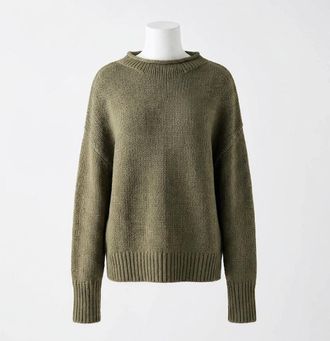 Faherty Sunwashed Cotton Rolled Neck Sweater In Sage