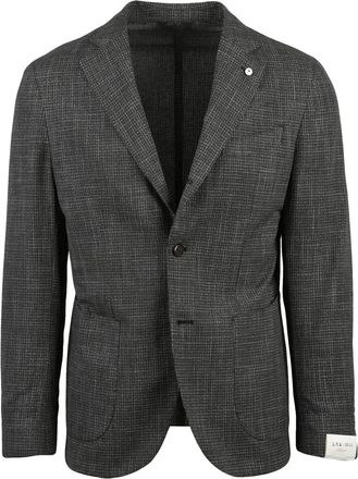 L.B.M. 1911 Grey Cotton Polyester Linen Rounded Jacket