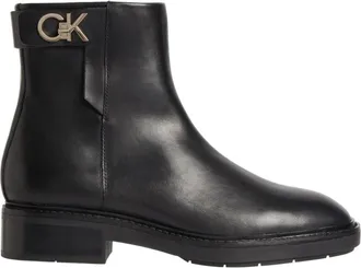 Calvin Klein Schoenen, Dames, Zwart, 36 EU, Leer, Enkellaarsjes