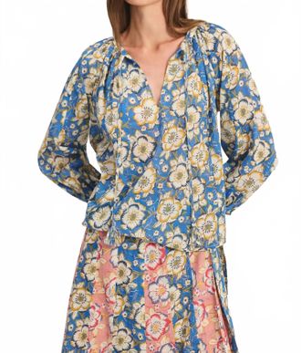 Velvet Reese V-Neck Top In Asul
