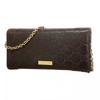 Gucci Dark Brown Leather Long Wallet (Bi-Fold) (Pre-Owned)