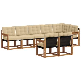 vidaXL Conjunto De Sof&aacute;s De Exterior Con Coj&iacute;n 8 Pcs Natural Y Beige Vidaxl