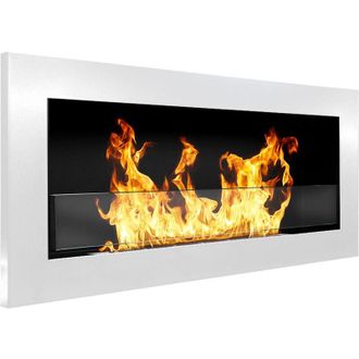 Dmora Camino a Bioetanolo Seulo, Caminetto Capacit&agrave; 0.75 lt, Superficie Riscaldabile 25 m2, Potenza (kw) 2.5, 90x12x40h cm Bianco