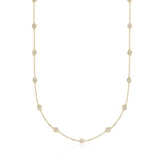 Ross-Simons Bezel-Set Diamond Station Necklace in 14kt Yellow Gold