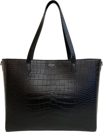 Jimmy Choo London Black Leather Tote Bag (Pre-Owned)