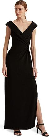 Lauren Ralph Lauren Jersey Off-the-Shoulder Gown Womens Dress Black : 10, Polyester/Elastane