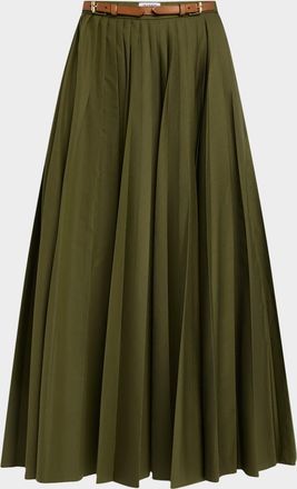 Dice Kayek Belted Pleated Midi Skirt
