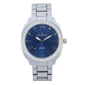 Peugeot Boyfriend Round Crystal Bracelet Watch- 40MM in Blue at Nordstrom
