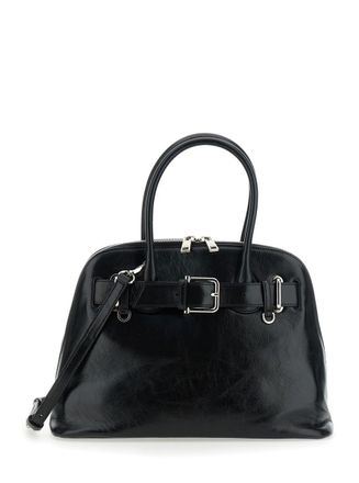 Osoi Zip Brocle Black Handbag With Belt With Metal Buckle And Top Shoulder Strap In Leather Woman