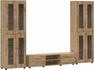 vidaXL Conjunto De Mueble De Tv Roble Artesanal Madera De Ingenier&iacute;a Vidaxl