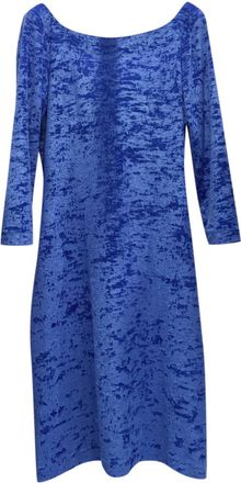 Bespoke French Couture Electric Blue Panne Velvet V Back Dress Size S