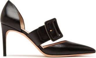 Bally Jessye 85 Buckle Leather Pumps, Brand Size 35 ( US Size 4.5 )