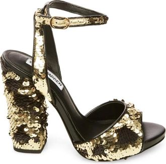 Steve Madden High Heel Sandalen - Dames - Sandalen met hakken - Geel - 38 1/2 EU - Pailletten - Schoenen