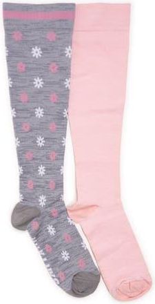 Muk Luks Nylon Blend Compression Socks 2 Pair Pack in Grey/pink at Nordstrom