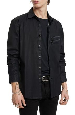 John Varvatos Slim Fit Button-Up Shirt Jacket in Navy at Nordstrom, Size Medium