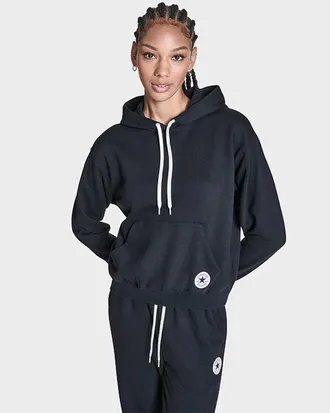Converse Chuck Taylor Patch French Terry Pullover Hoodie in Converse Black at Nordstrom, Size Medium