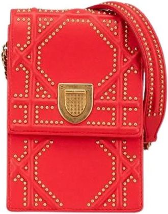 Dior Pre-owned Cross Body Bags, female, Red, Size: ONE SIZE Pre-owned Diorama Leather Shoulder Bag