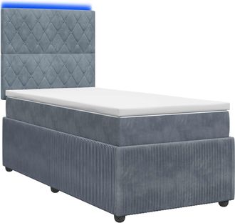 vidaXL Cama De Muelles Con Led Y Colch&oacute;n Gris Oscuro 90 X 190 Cm Vidaxl