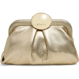 Aim&eacute;e Mini Full Circle Leather Frame Crossbody Clutch in Warm Champagne at Nordstrom