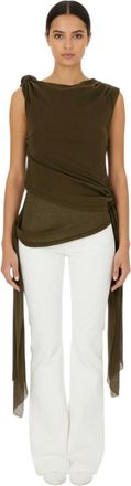 Ganni Olive Boat Neck Top