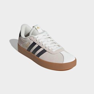 adidas Sneaker ADIDAS SPORTSWEAR VL COURT 3.0, Damen, Gr. 38,5, weiss (sanftes wei&szlig;, grau six, gold metallic), Leder, Textil, Schuhe Sneaker, inspiriert vom 