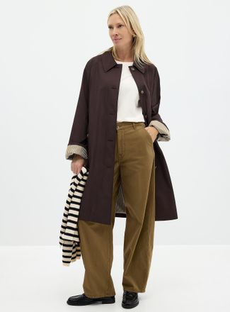 Contemporaine Womens Striped-lining shirt-collar mid-length trench coat