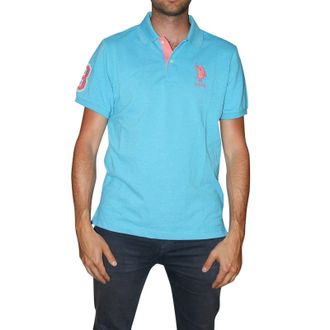 U.S.Polo Association U. S. Polo Assn. Polo Shirt Mens Applique Blue Short Sleeve Slim Fit JDM2507