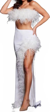 Jovani One Shoulder Cut Out Dress In White