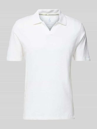 Colours & Sons Slim Fit Poloshirt aus Baumwoll-Leinen-Mix in Weiss, Gr&ouml;&szlig;e XL
