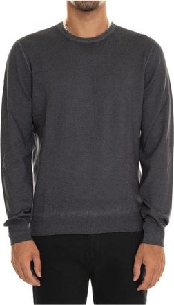 Gran Sasso Steen Gewassen Merino Wol Trui - Heren - Ronde hals truien - Zwart - 3XL - Wol - Truien & Vesten