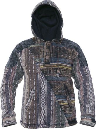 Gheri Mens Cotton Half Stonewashed Retro Funky Casual Jackets Hoodie X-Large