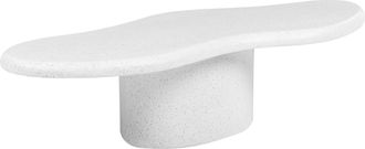 Beliani Mesa De Centro Decorativa De Mgo Forma Irregular Resistente Al &Oacute;xido Agua Y Viento 120 X 57 Cm Blanco Conza