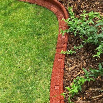 PRIMROSE Flexiborder Garden Edging for Lawns Border Edge Piece in Red | Size: 25 Pack