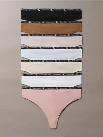 Calvin Klein Womens Calvin Klein 1996 Cotton Stretch 7-Pack Modern Thong - Multi - XS