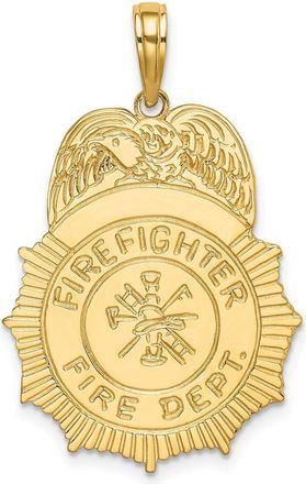 Diamond2Deal 10k Yellow Gold FIREFIGHTER FIRE DEPT. Badge Charm Pendant