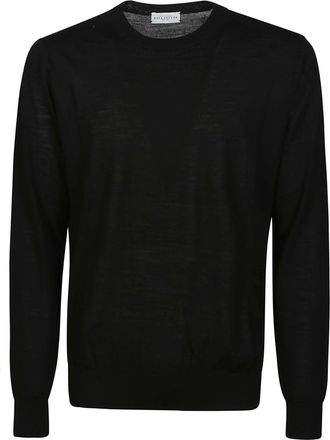 Ballantyne Black Plain Wool Crew Sweater