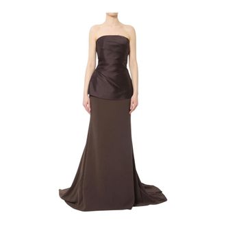 Solace London Alia Strapless Peplum Gown - Dames - Jurken - Bruin - Maat: 2XS