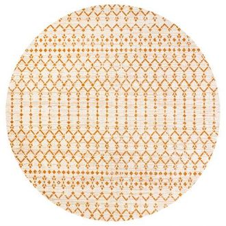 Jonathan Y Designs Ourika Moroccan Geometric Textured Weave Indoor/Outdoor Round Area Rug in Cream/orange at Nordstrom, Size 5Ft 0In X 5Ft 0In