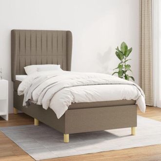 vidaXL Cama Box Spring Con Colch&oacute;n Tela Gris Taupe 80x200 Cm Vidaxl