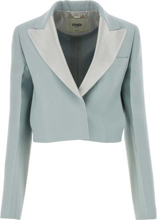 Fendi Womens Powder Blue Wool Blend Blazer - Light Grey - Size EU 44 (Womens)