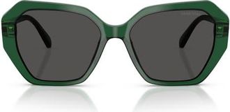 Swarovski 56mm Photochromic Irregular Sunglasses in Transparent Green /Dark Grey at Nordstrom