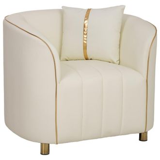 Wanderlust Deco Sill&oacute;n de piel sint&eacute;tica beige 88x72x43/76h cm