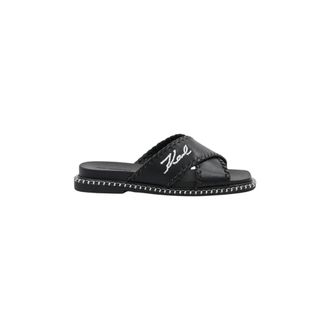 Karl Lagerfeld Schoenen, Dames, Zwart, 37 EU, Leer, Kleo Slippers
